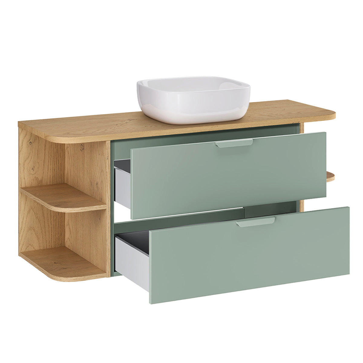 BADMÖBEL 120.4cm Oria 2er-Set Grün - Grün, Holzwerkstoff (120.4/50/45.8cm) - Petits-meubles
