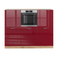 KÜCHENBLOCK R-Line Rot Hochglanz/Goldkraft Eiche 180 cm ohne Arbeitsplatte - Honigeiche/Rot, Holzwerkstoff (180/143/46cm) - Vicco