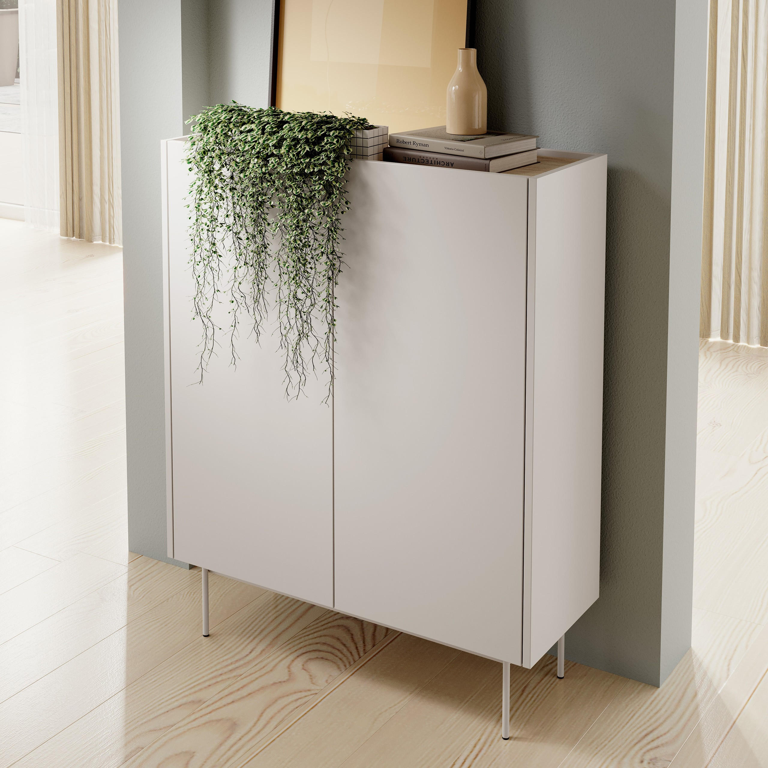 HIGHBOARD COLORE 97/122/37 cm mit 2 Türen Kaschmir - Kaschmir, Holzwerkstoff (97/122/37cm) - MASSENO