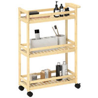 SERVIERWAGEN aus Bambus, 3-stöckiger, 55 x 20 x 75 cm, Naturholz - Naturfarben, Naturmaterialien (55/75/20cm) - HOMCOM