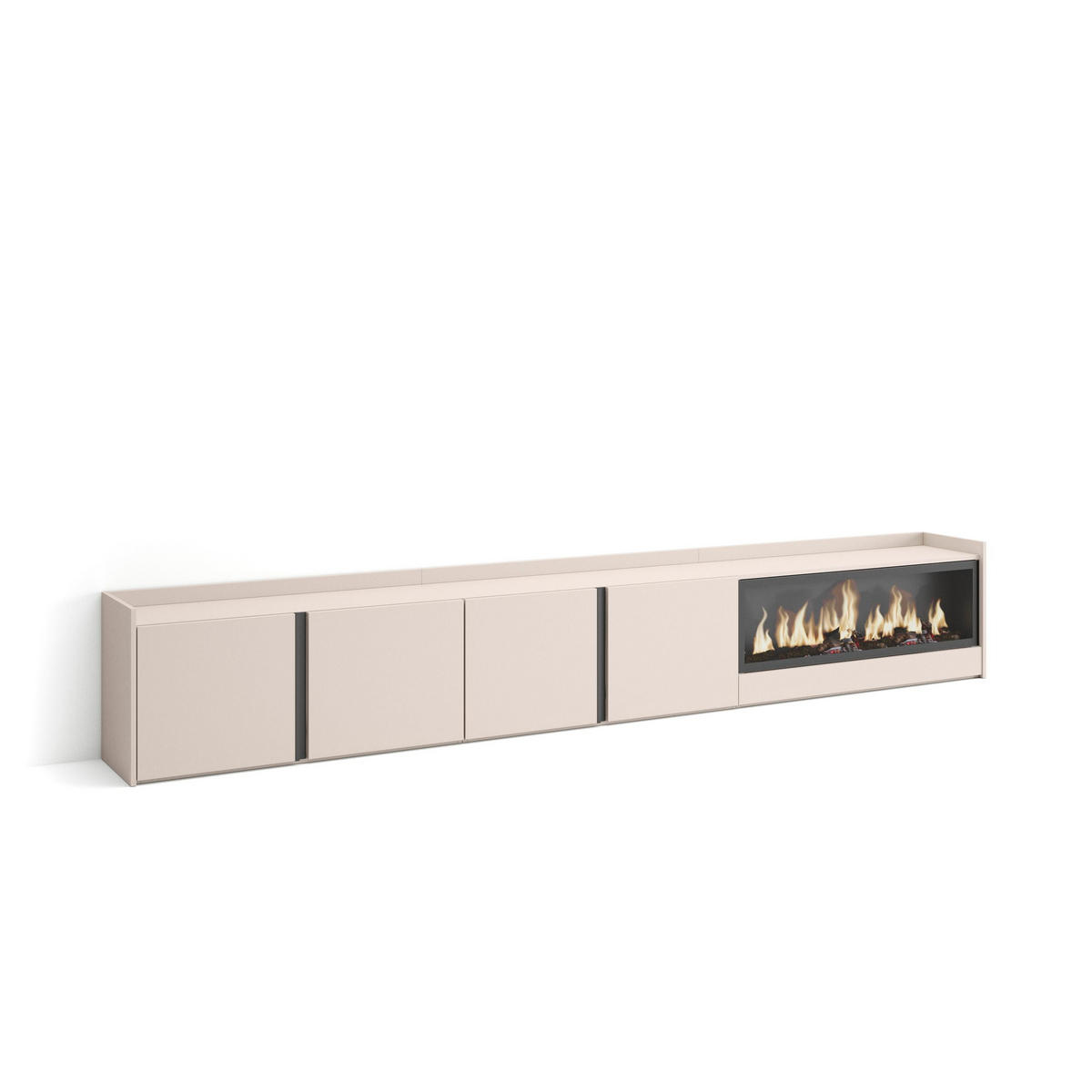 LOWBOARD, Beige, 315/35/50cm, Kamin mit Feuereffekt XXL - Beige, Holzwerkstoff (315/50/35cm) - Skraut Home