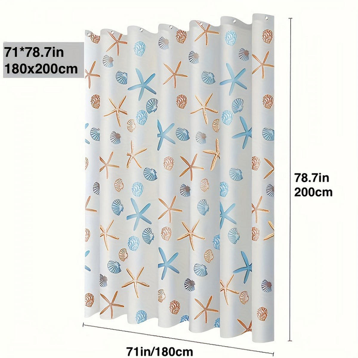DUSCHVORHANG Seestern Muster Polyester wasserdicht fürs Badezimmer mit Haken - Multicolor, Kunststoff (150/180cm) - MCBOSON