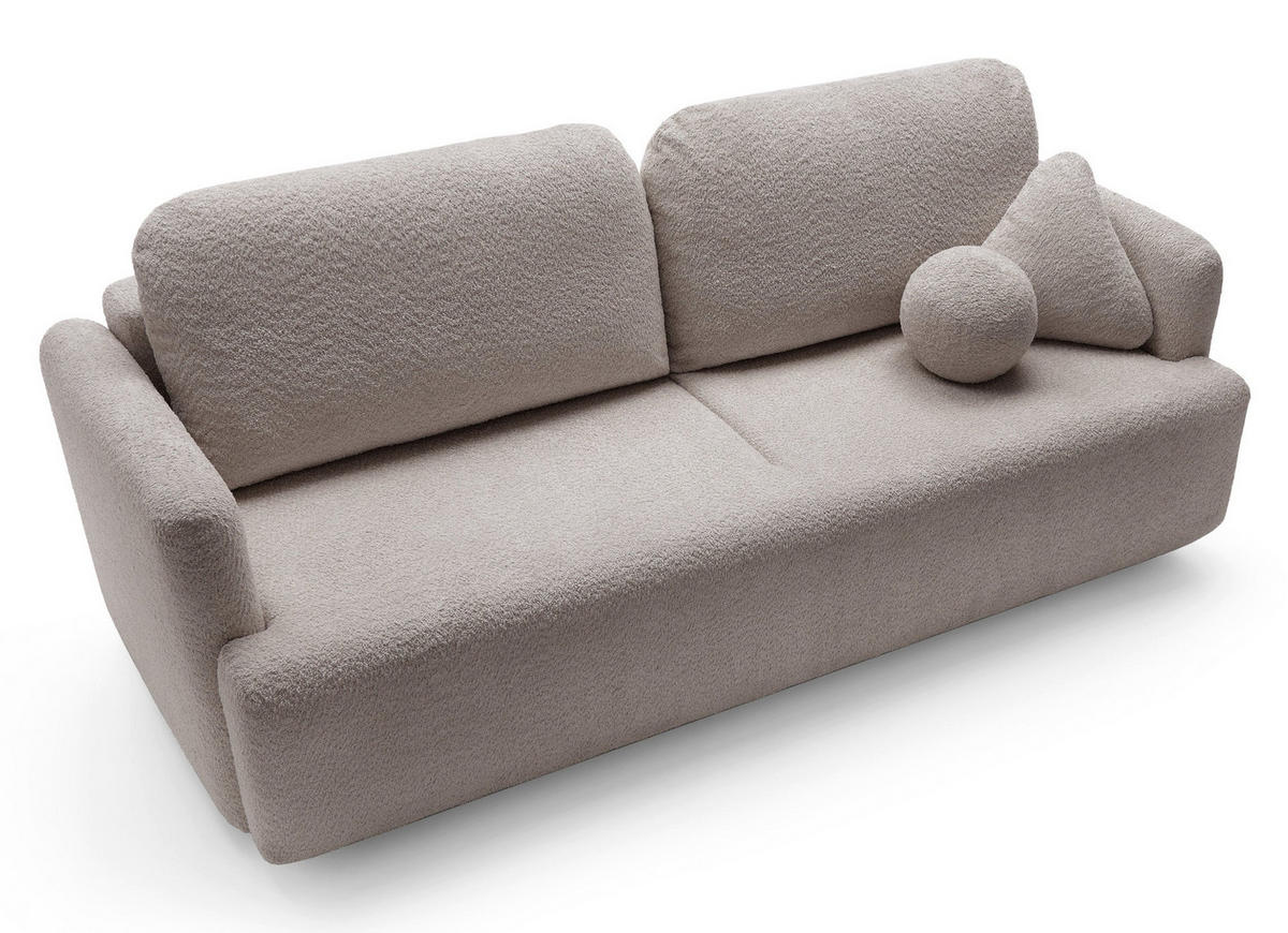 SCHLAFSOFA Lambina Dunkelbeige Boucle - Schwarz/Mokka, Kunststoff/Textil (227/92/104cm) - Selsey