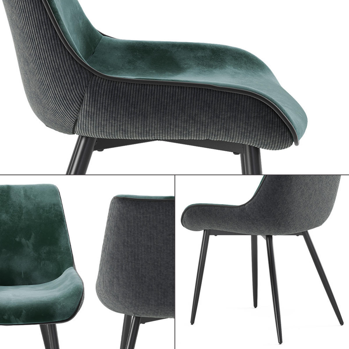 ESSZIMMERSTUHL Eleganza Grün 2er Set - Dunkelgrün, Metall (53.5/85/59cm) - Vicco