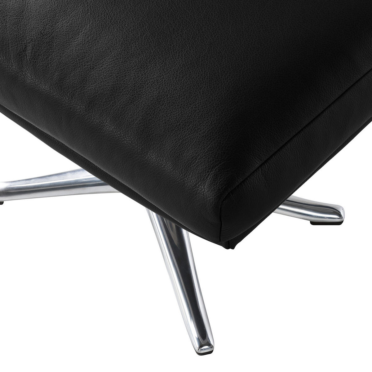 HOCKER mit Kreuzfuß - Chromfarben/Schwarz, Leder/Metall (54/41/41cm) - home24