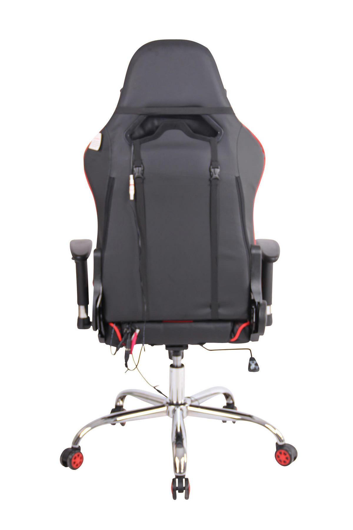 CHEFSESSEL Lederlook schwarz/rot - Rot/Schwarz, Textil/Metall (67/128/51cm) - CLP