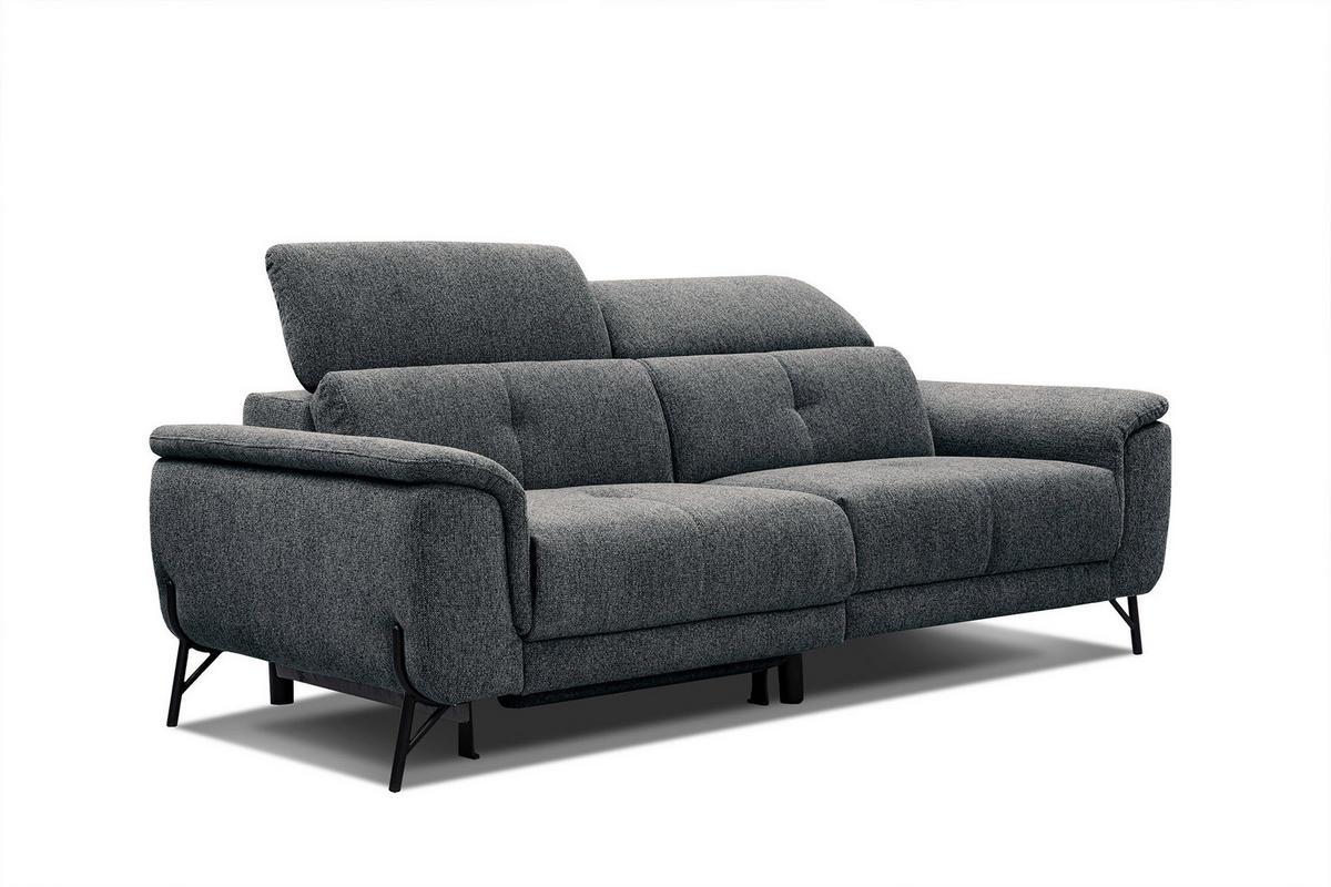 SOFA AVENA 3-Sitzer mit 1 Relaxfunktion, dunkelgrau - Dunkelgrau, Holzwerkstoff/Textil (204/80/108cm) - Courtois Laville