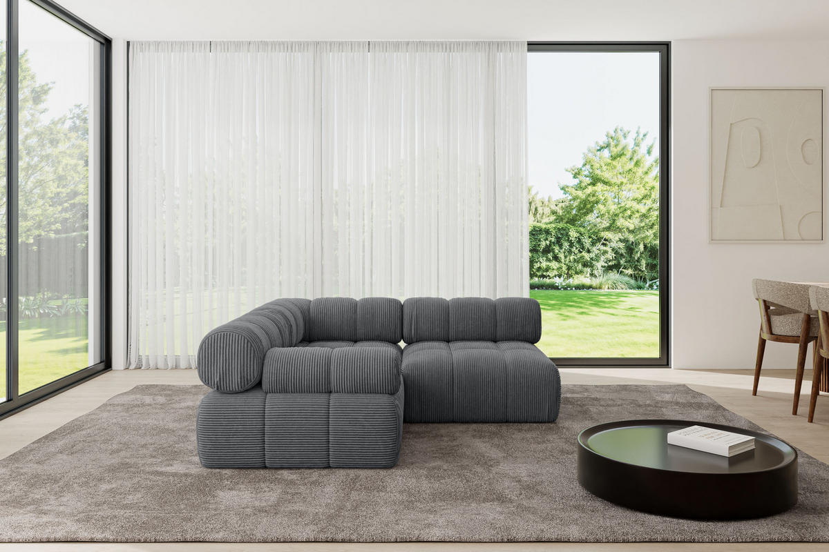 ECKSOFA modulares Sofa Mende-L1 - 190x190x70 cm Dunkelgrau Cord - Dunkelgrau, Holzwerkstoff/Textil (190/190cm) - ALTDECOR