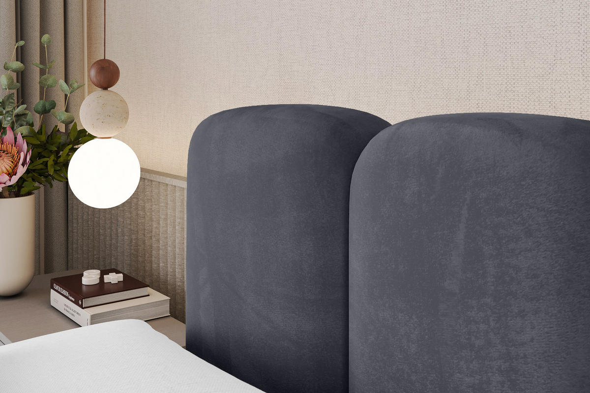AMERICKÁ postel s matrací H4 a roštem – NINA-Z – 120 × 200 cm – tmavě šedá - tmavě šedá, kompozitní dřevo (120/200cm) - ALTDECOR