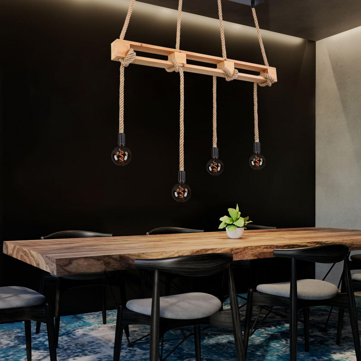 HÄNGELEUCHTE ULLEU Hanfseil Braun - Braun, Holz (120/10/120cm) - Globo Lighting