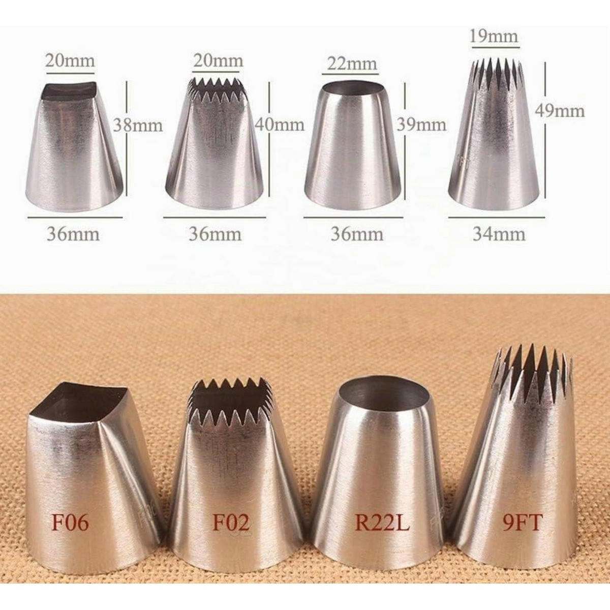 SPRITZTÜLLEN Set 4-teilig Edelstahl - Silberfarben, Metall (3.6/3.6/4.9cm)
