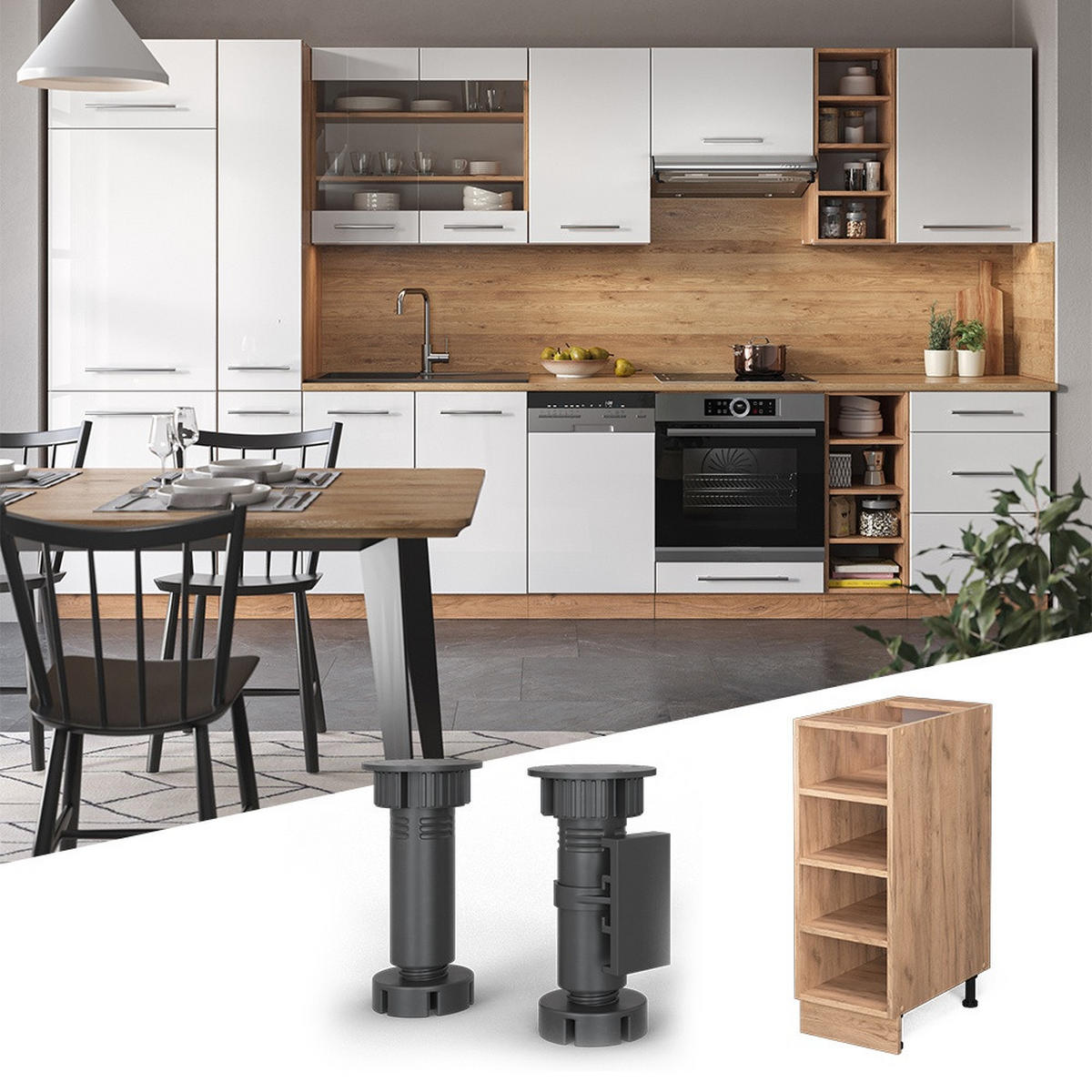 KÜCHENREGAL Fame-Line Goldkraft Eiche 30 cm , AP Eiche - Honigeiche, Holzwerkstoff (30/82/60cm) - Vicco