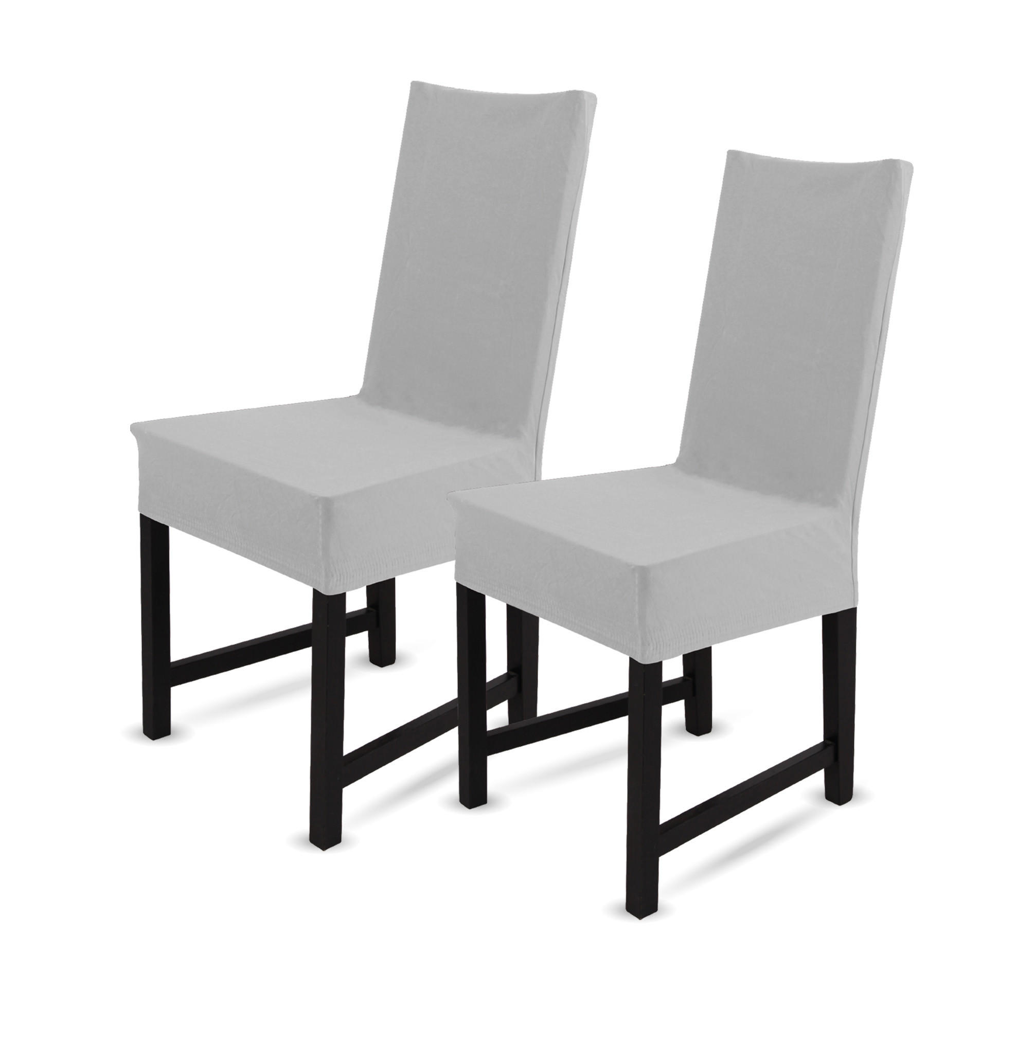 STUHLHUSSE elastisch ( 2er Pack / Silber ) - Stretchhusse aus Baumwolle für Esszimmer, Küche ( 42 cm x 65 cm ) - Silberfarben, Textil (42/65cm) - Bestlivings
