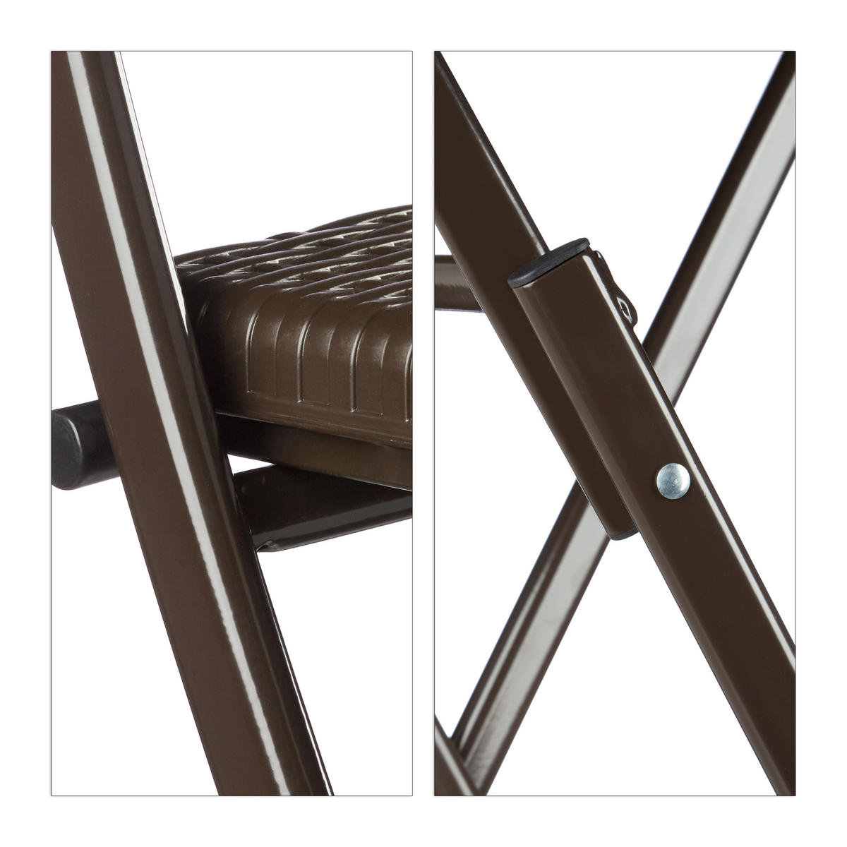 2XBARHOCKER - Dunkelbraun/Braun, Kunststoff/Metall (44/115/63cm) - Relaxdays