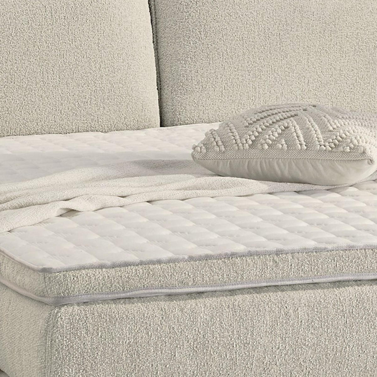 BOXSPRINGBETT 180x200 cm, Kopfteil m.Keder, 7-Zonen-Tonnentaschen-Federkernmatratzen H3+H4, Topper, Bonell-Federkern, Flachgewebe Beige Grau / 20020 - Greige/Beige, Textil/Metall (180/200cm) - luma-home