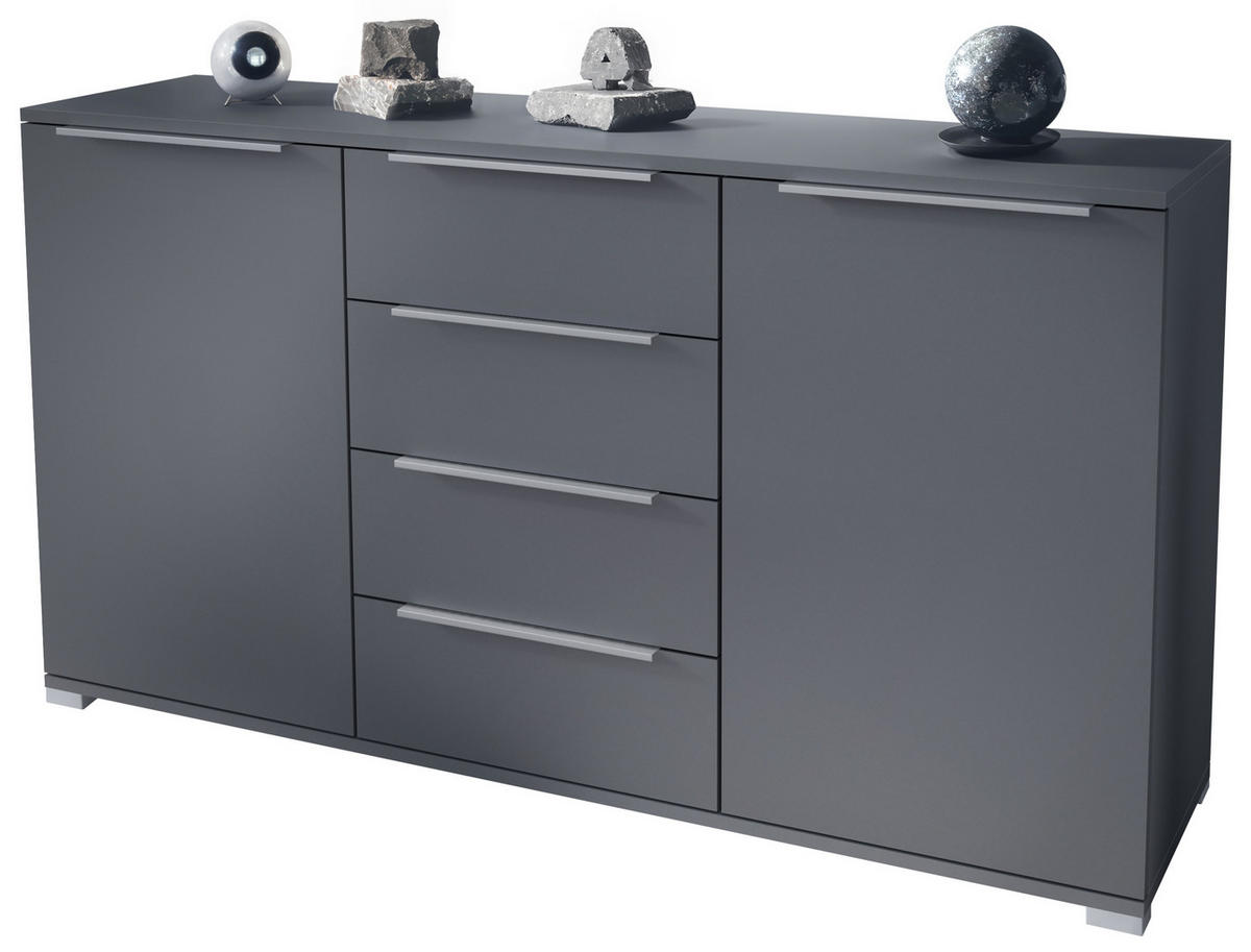 SIDEBOARD Linio Anthrazit matt - Anthrazit, Holzwerkstoff (138.5/75.5/35cm) - Vladon