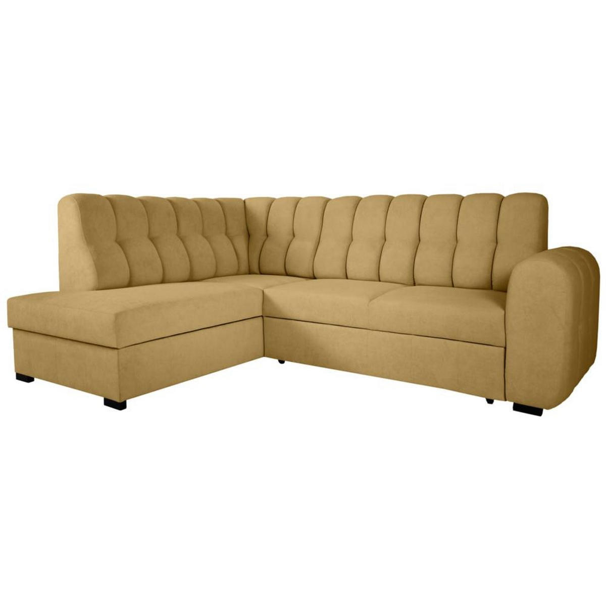 ECKSCHLAFSOFA Zoja links gelb - Gelb/Schwarz, Textil (261/193cm) - Beautysofa