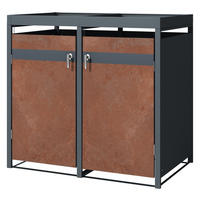 MÜLLTONNENBOX 2er mit Pflanzdach Anthrazit-Rostoptik - Rotbraun, Metall (80/124/132cm) - ML-DESIGN