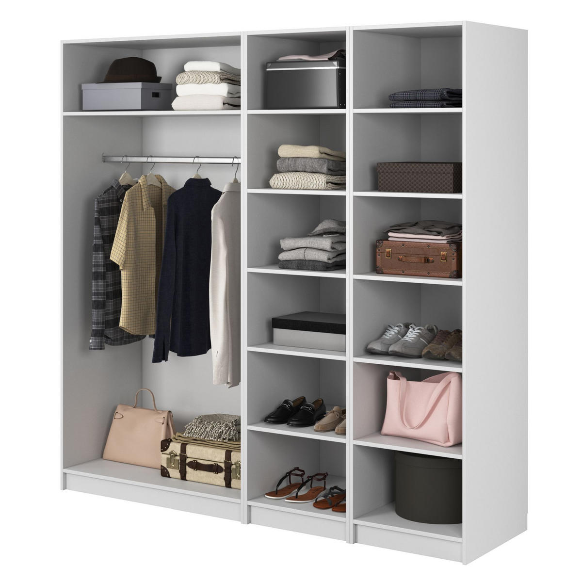 KLEIDERSCHRANK Frame Weiß 200 cm - Goldfarben/Weiß, Holzwerkstoff/Metall (200/200.5/57cm) - Selsey