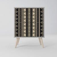 SIDEBOARD AZTEC, Grau, 57,5x42x77,5 cm, Schräge Buchenholzfüße - Buchefarben/Multicolor, Holzwerkstoff/Buchenholz (57.5/77.5/42cm) - SpaceRebels