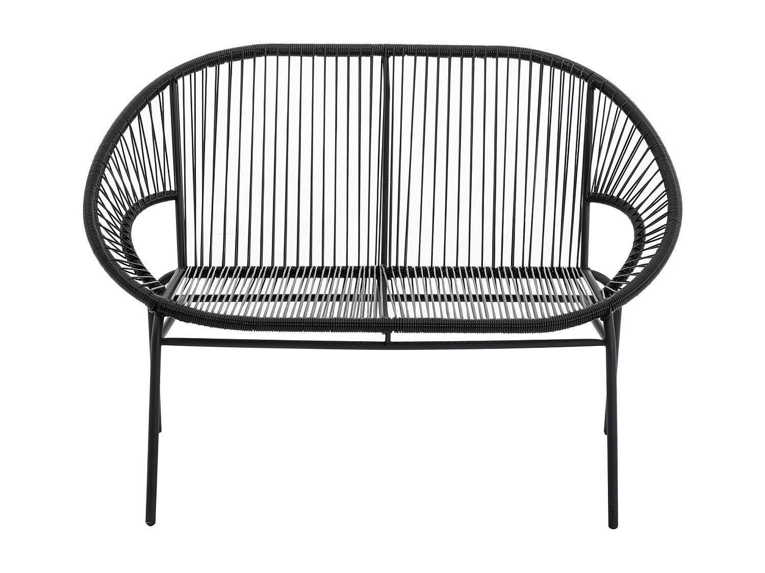 GARTENBANK - 2 Personen - Harz - Schwarz - - Schwarz, Kunststoff (115/80/78cm) - Vente-Unique