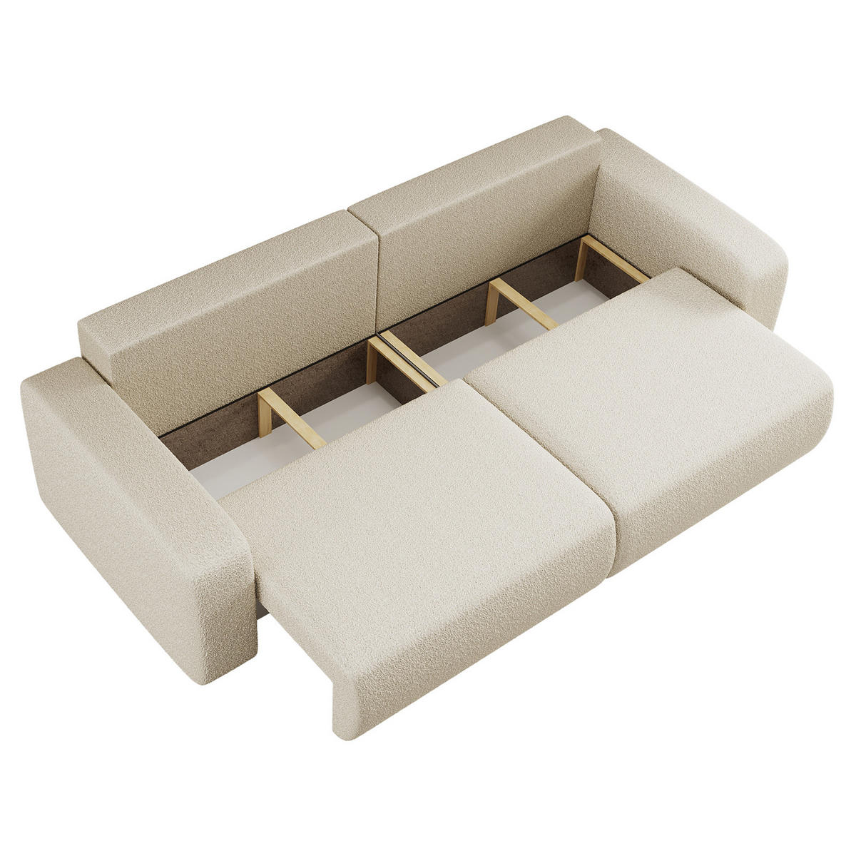 SCHLAFSOFA MILANO und Bettkasten Stoff Quelle Ecru - Ecru, Holz (246/83/98cm) - Kaiser Möbel