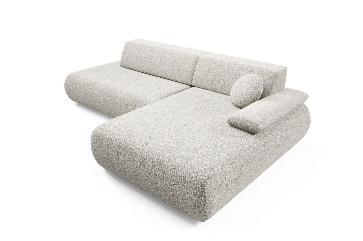 ECKSOFA DELTA R-S Hellgrau Geflochtener Stoff mit Schlaffunktion - Hellgrau, Holz (286/173.5cm) - MASSENO