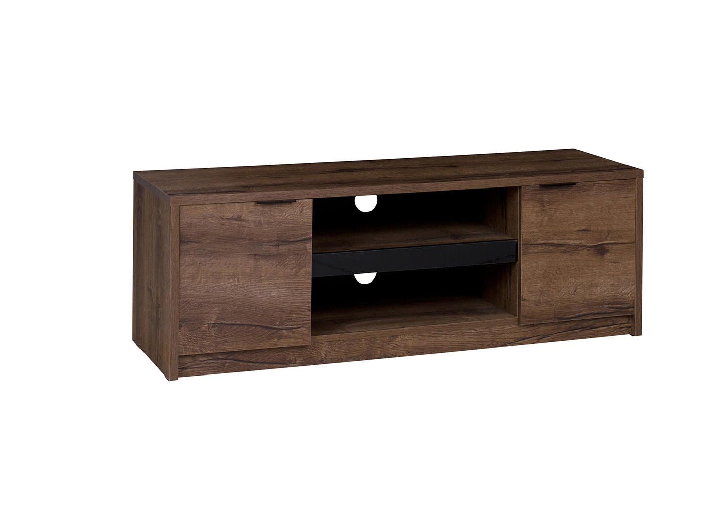 TV-LOWBOARD Martin 135 cm mit Türen - Schwarz Hochglanz/Schwarz, Holzwerkstoff/Metall (135/46/40cm) - Ravio