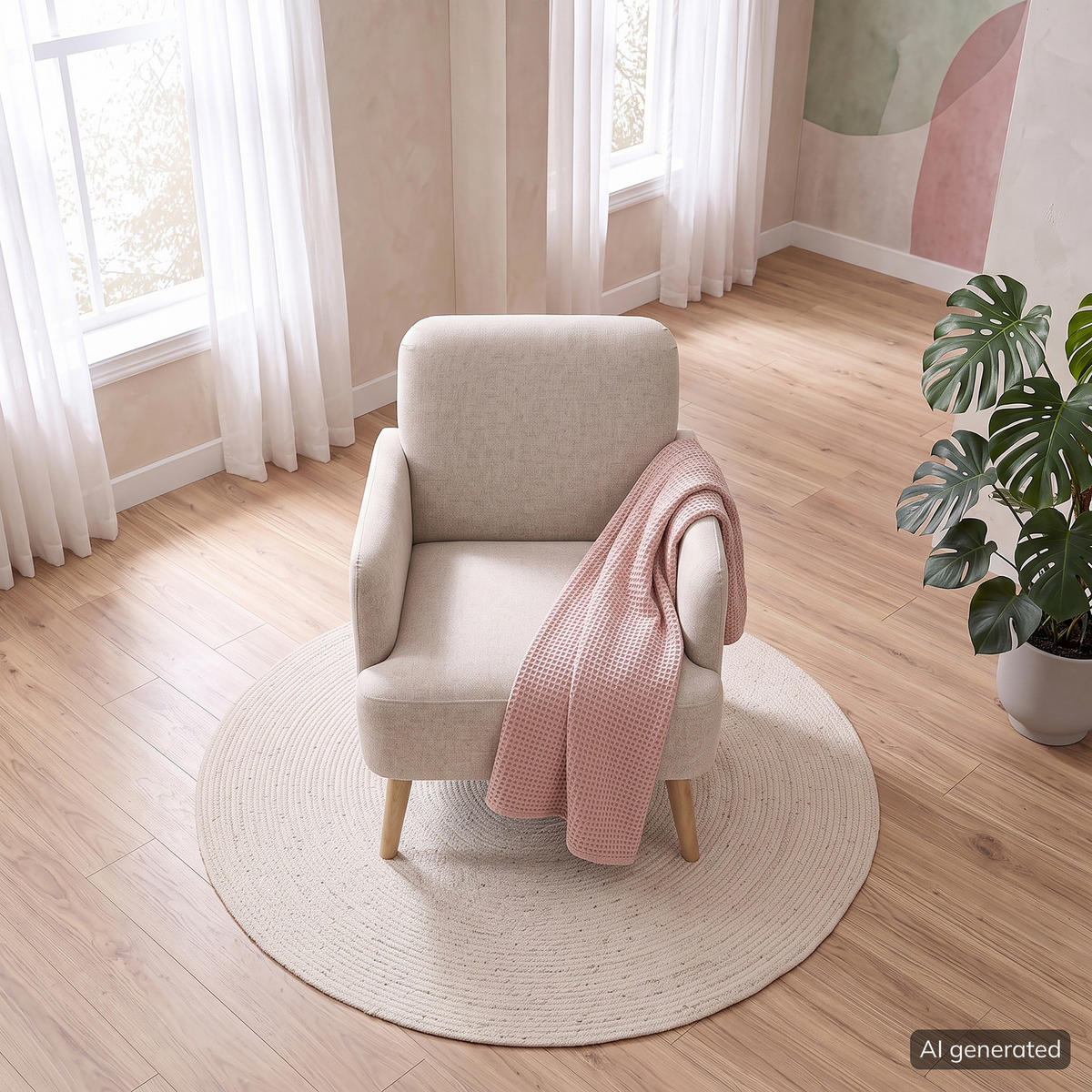 SESSEL - Eichefarben/Creme, Holz/Birkenholz (62/79/77cm) - home24
