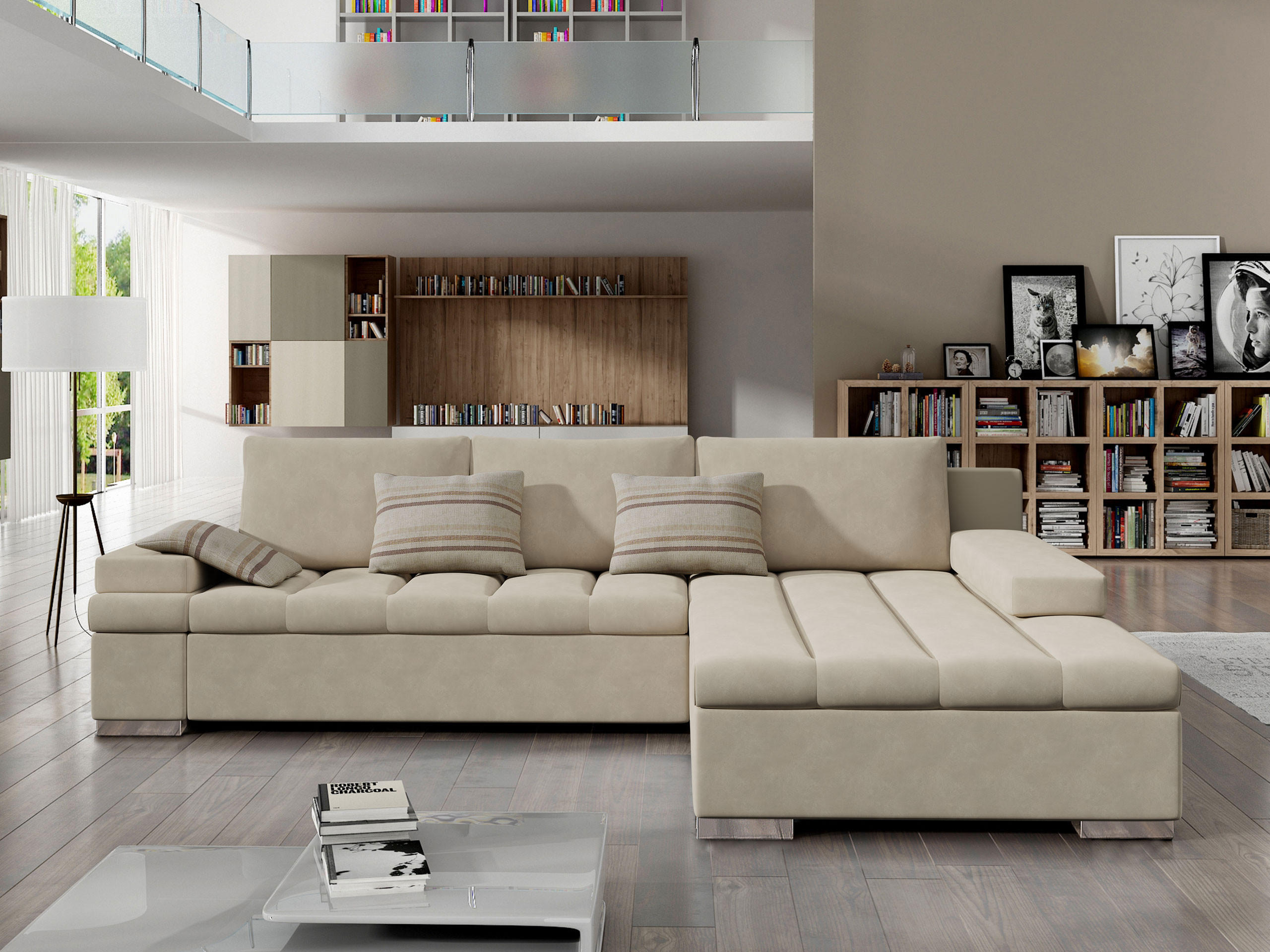 Thumbnail - Mirjan24 Ecksofa, Beige, Textil, 6-Sitzer, Ottomane rechts,L-Form, 310x175 cm, Wohnzimmer, Sofas & Couches, Wohnlandscha...