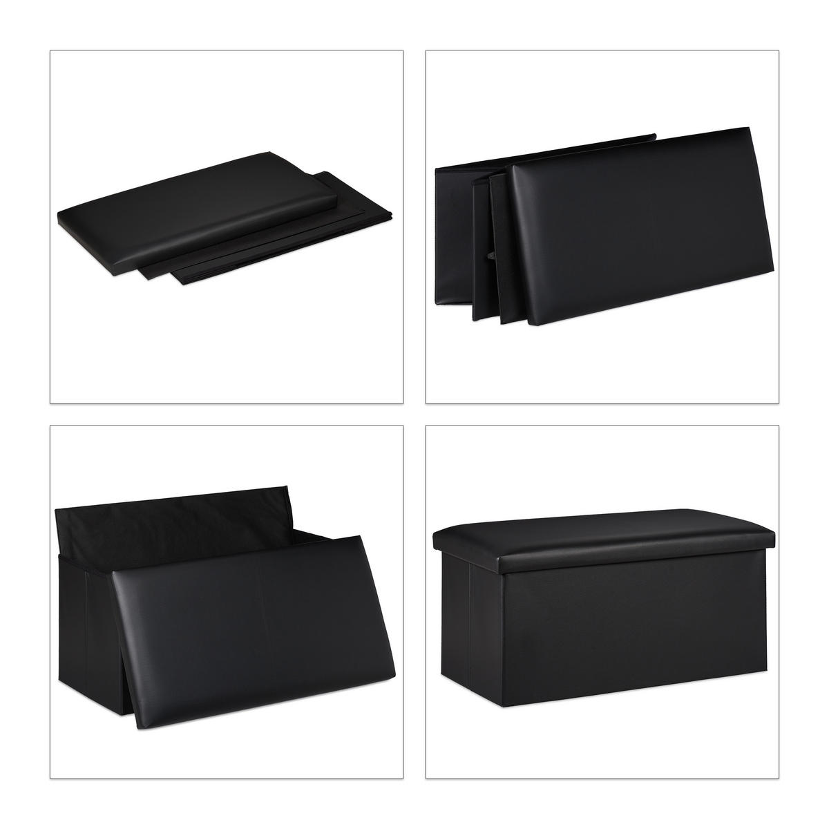 SITZBANK - Schwarz, Holzwerkstoff/Kunststoff (76.5/37.5/38.5cm) - Relaxdays