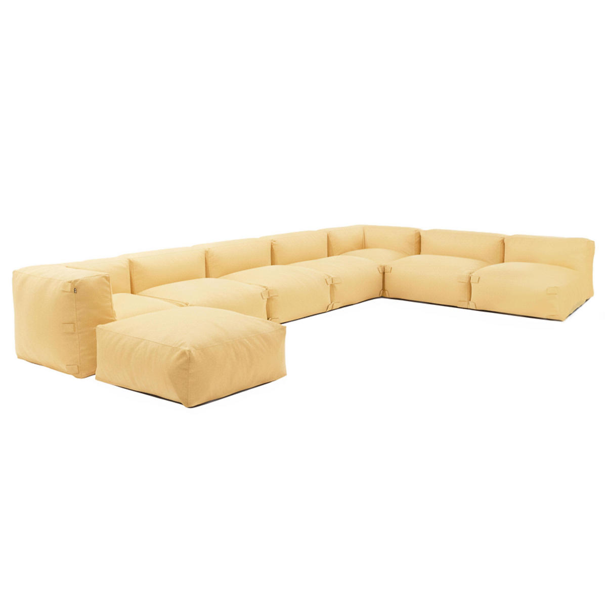 GARTENSOFA mit 8 Sitzplätzen, Hellgelb - Gelb, Textil - Oviala