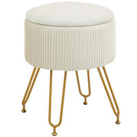 HOCKER Mit Stauraum DE-07130 2-in-1, umklappbarer Deckel, Metallbeine Cremeweiß - Creme, Textil/Metall (40/48/40cm) - ComfortXL