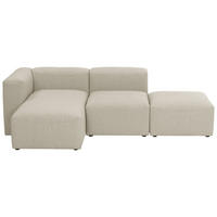ECKSOFA mit Hocker rechts Kattrina Flachgewebe creme - Creme, Kunststoff (160/250cm) - 58aufmkessel