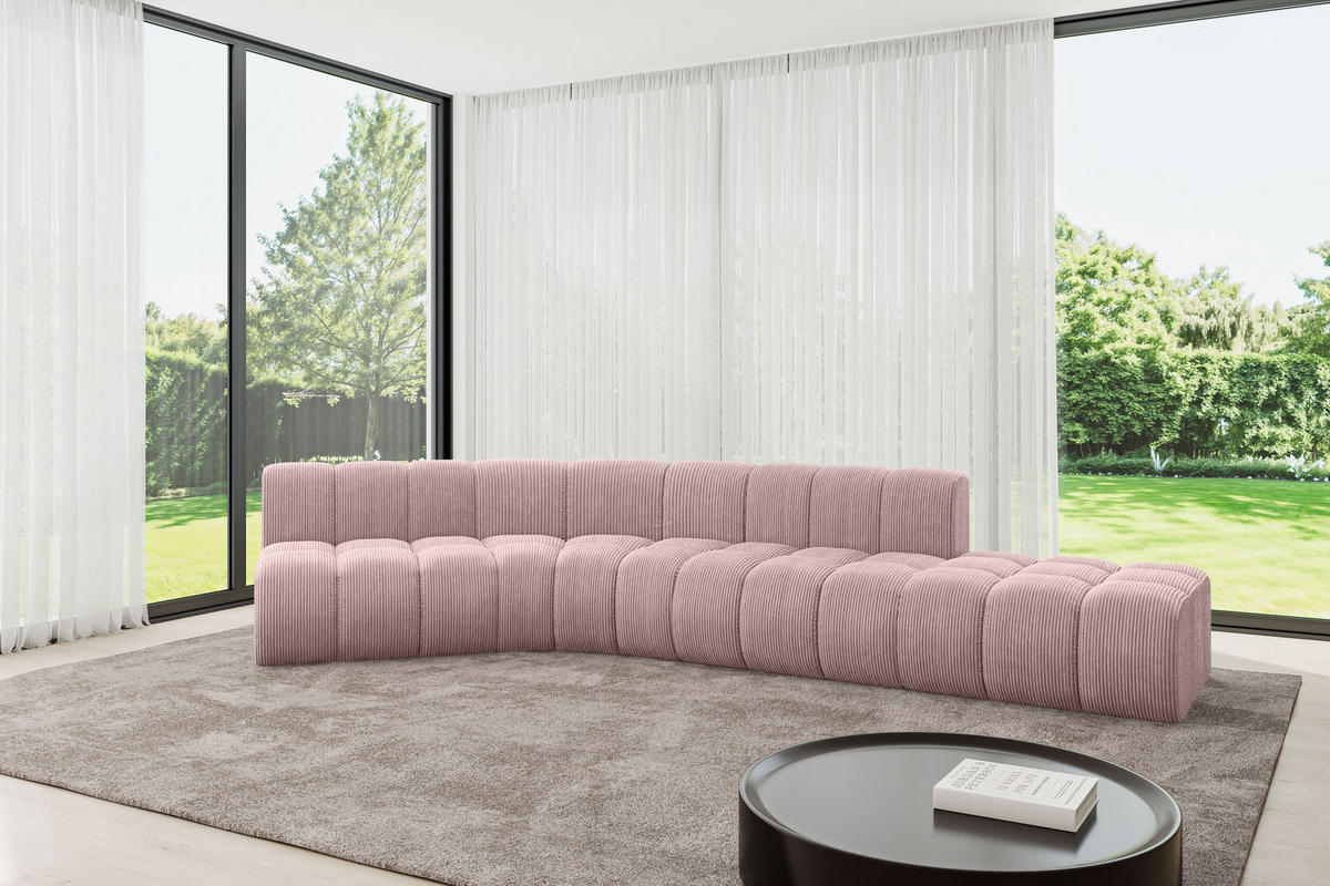 ECKSOFA modulares Sofa Brilo-L1 - 380x174x70 cm Rosa - Rosa, Holzwerkstoff/Textil (380/174cm) - ALTDECOR