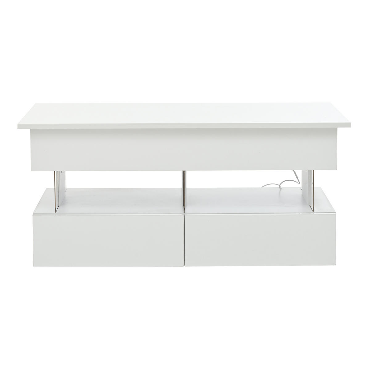 COUCHTISCH 100/50/46 cm in Weiß mit höhenverstellbarer Platte und LED-Beleuchtung - Weiß, Holzwerkstoff (120/50/46cm) - Flora Grace