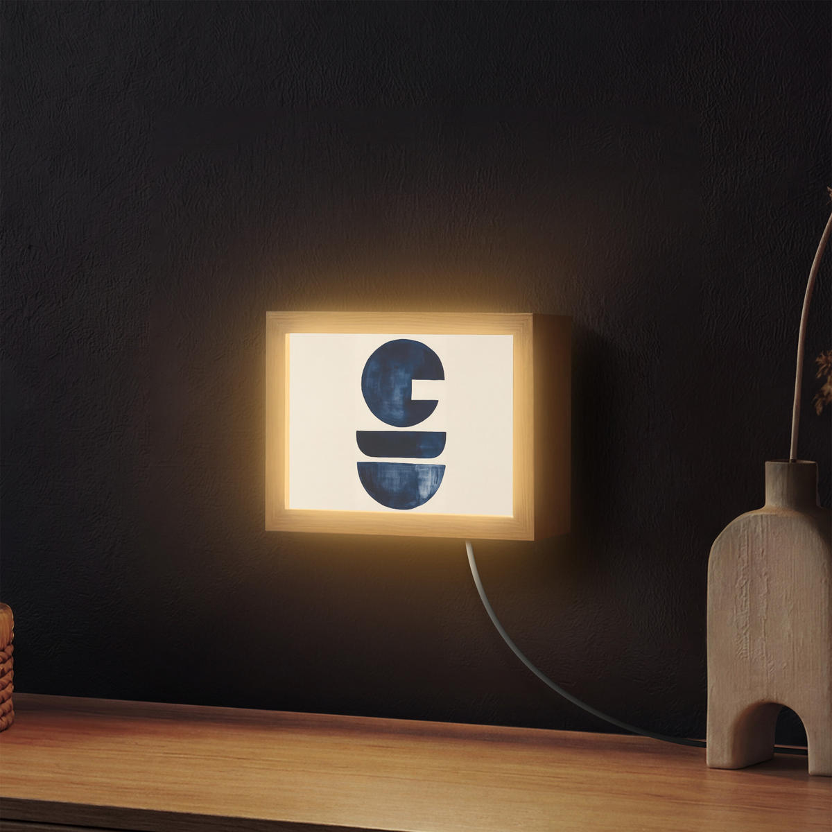 NÁSTĚNNÁ LAMPA Tvary - modrá - abstraktní 20x15 cm - tmavě modrá, kompozitní dřevo (20/15/8cm) - OnlyWow