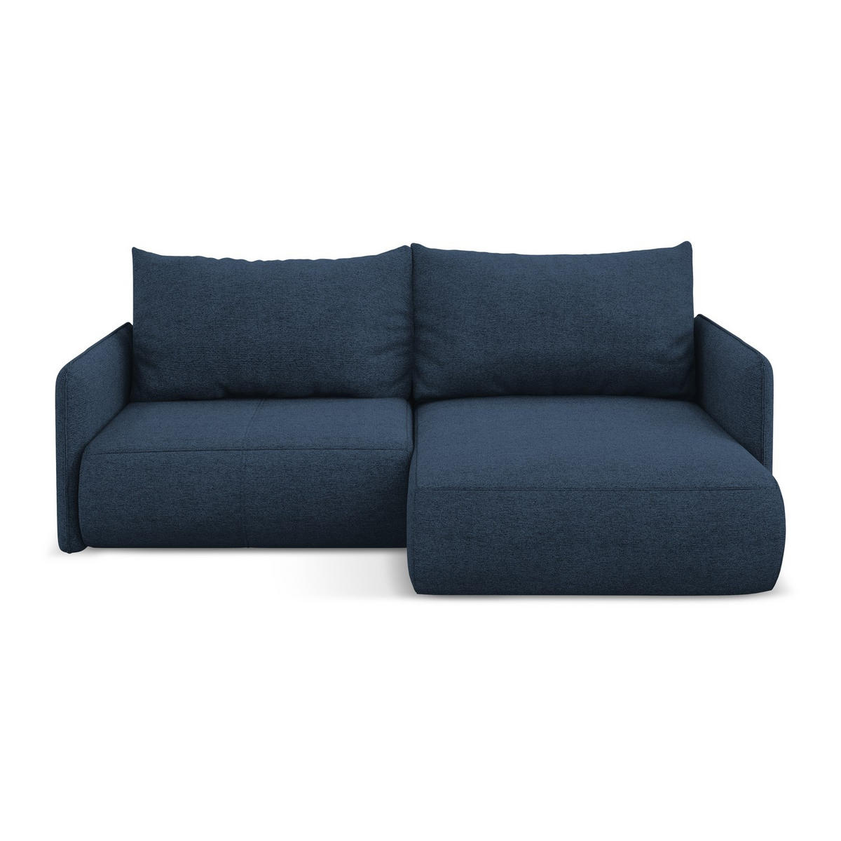 ECKSOFA mit Schlaffunktion Chenille Stoff Blau - Blau/Schwarz, Kunststoff/Textil (207/148cm) - LaMiaSofa