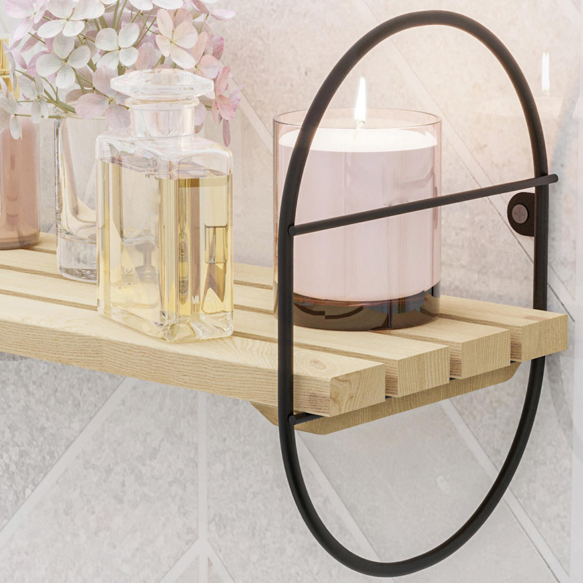 WANDREGAL Oulu - Naturfarben, Holz/Metall (16/20/40cm) - [en.casa]