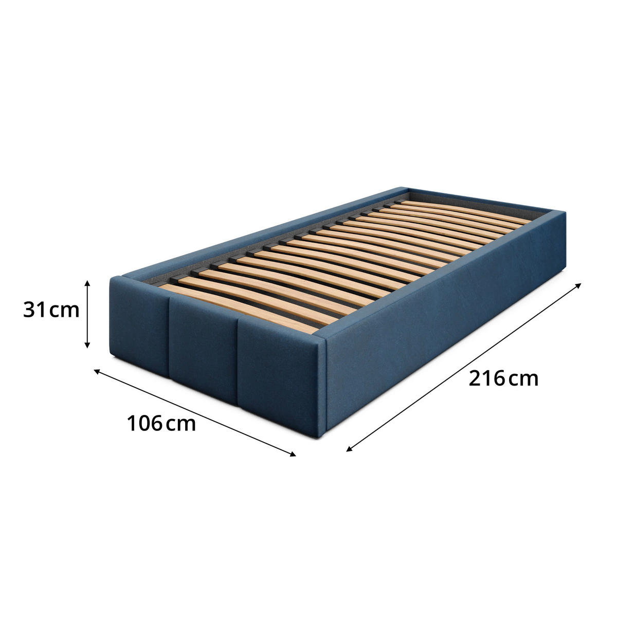 POLSTERBETT für Schlafzimmer Bett mit Stauraum Dunkelblau 90x200cm - Dunkelblau, Holzwerkstoff/Textil (90/200cm) - Muralo