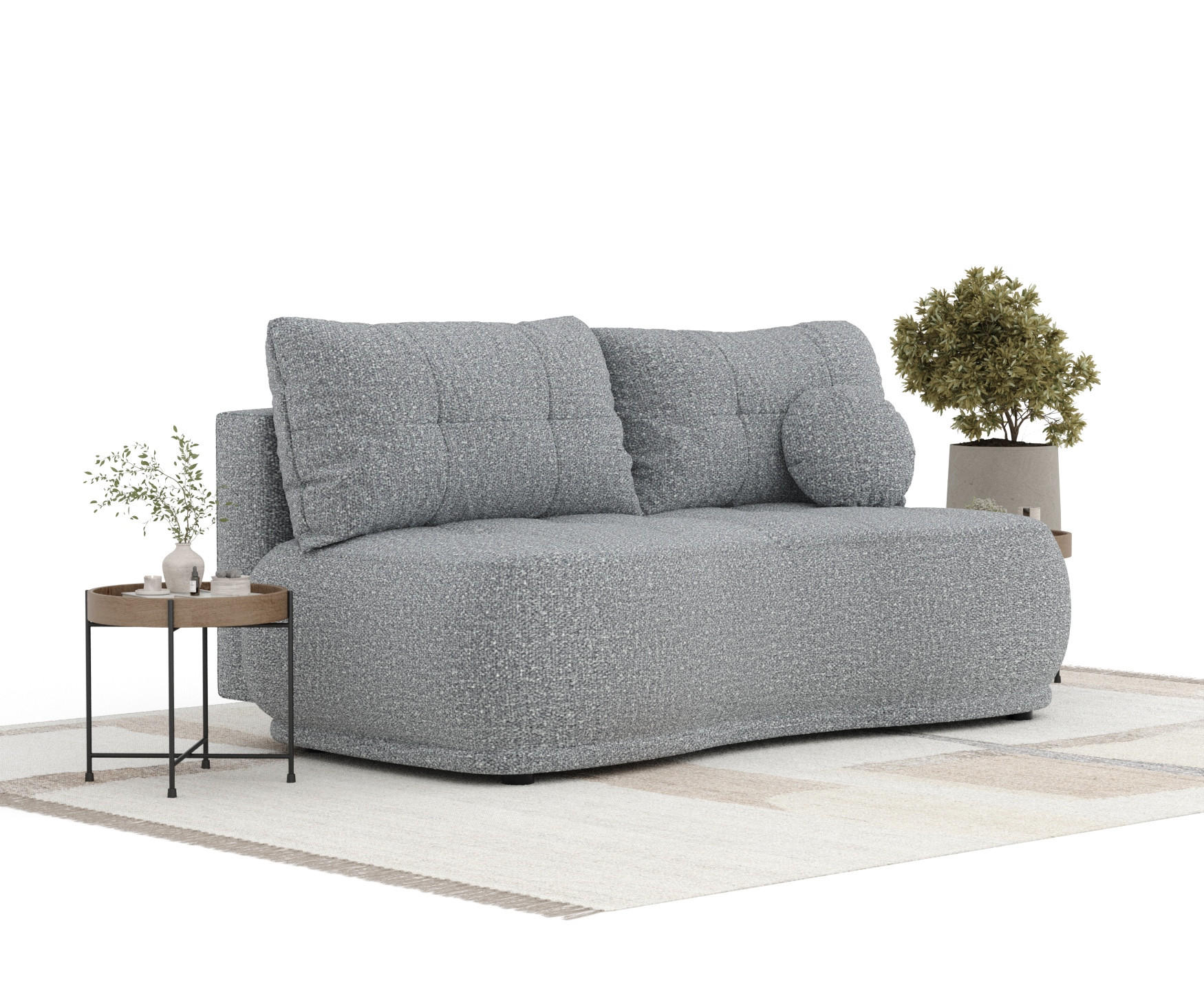 SCHLAFSOFA Cirrus Grau Plüschstoff - Schwarz/Grau, Holz/Holzwerkstoff (206/95/105cm) - Maison de Reve