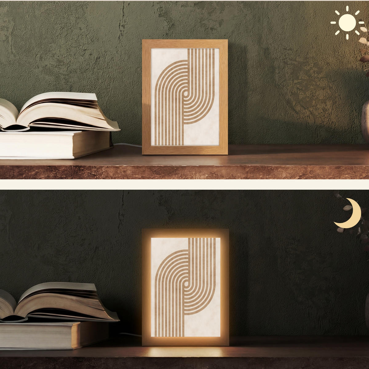 TISCHLEUCHTE Symmetrische Biegung - kupferfarbig 15x20 cm - Cappuccino, Holzwerkstoff (8/15/20cm) - OnlyWow