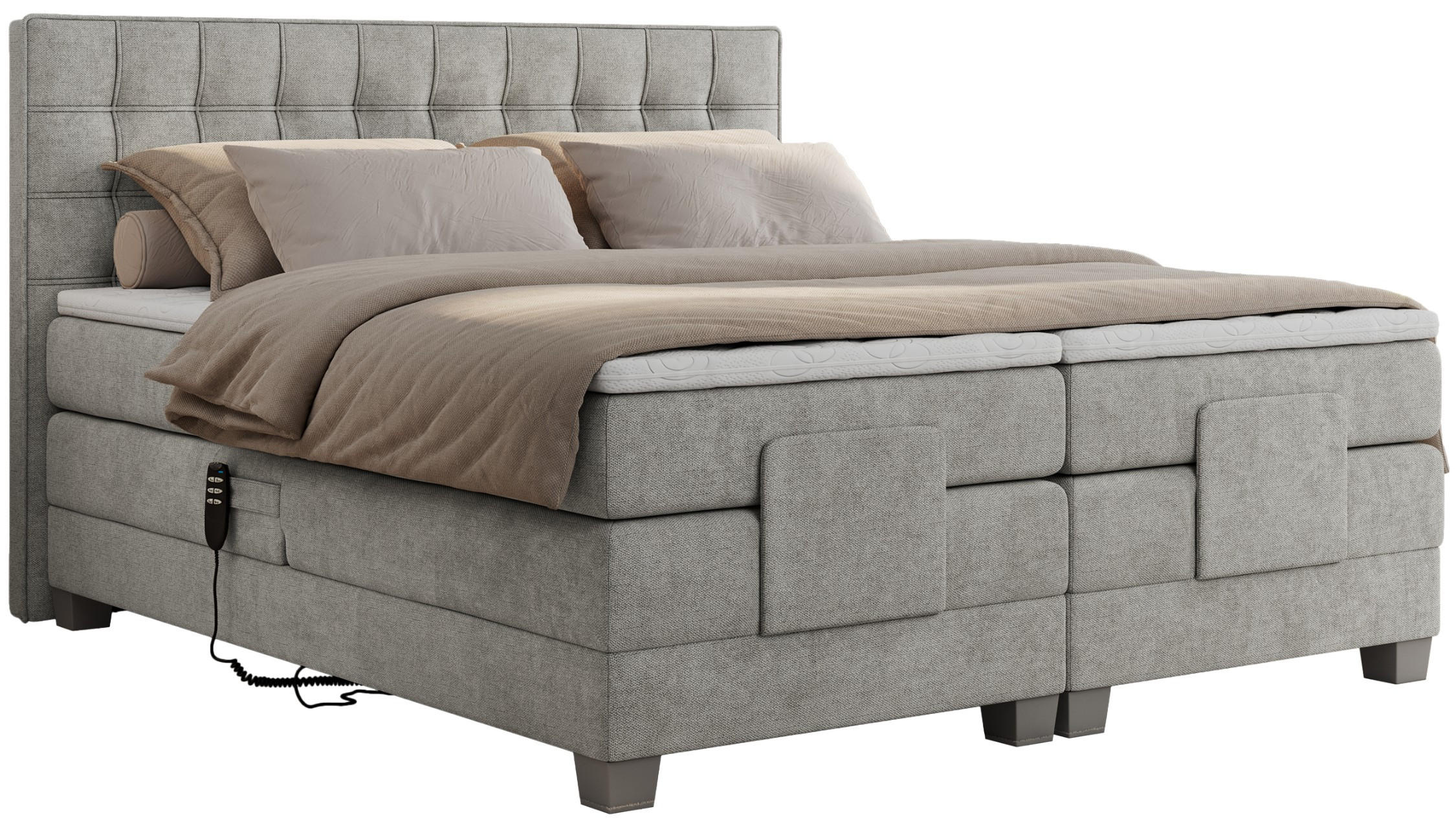 BOXBETT ELEKTRO 160/200 Hellgrau Struktur - H3 - Hellgrau, Holz/Textil (160/200cm) - MKS