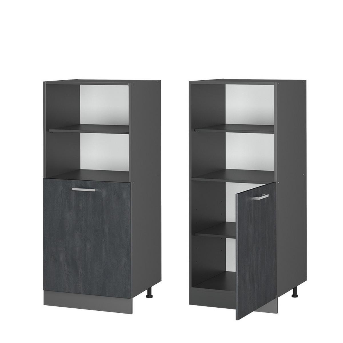 HERDUMBAUSCHRANK R-Line Schwarz Beton 60 cm - Anthrazit/Schwarz, Holzwerkstoff (60/143/57cm) - Vicco