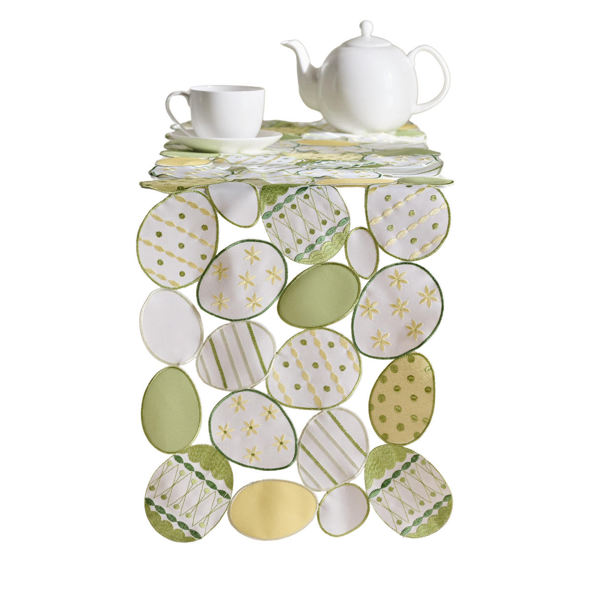 TISCHLÄUFER Egios - Weiß, Textil (180/35/1cm) - home&you