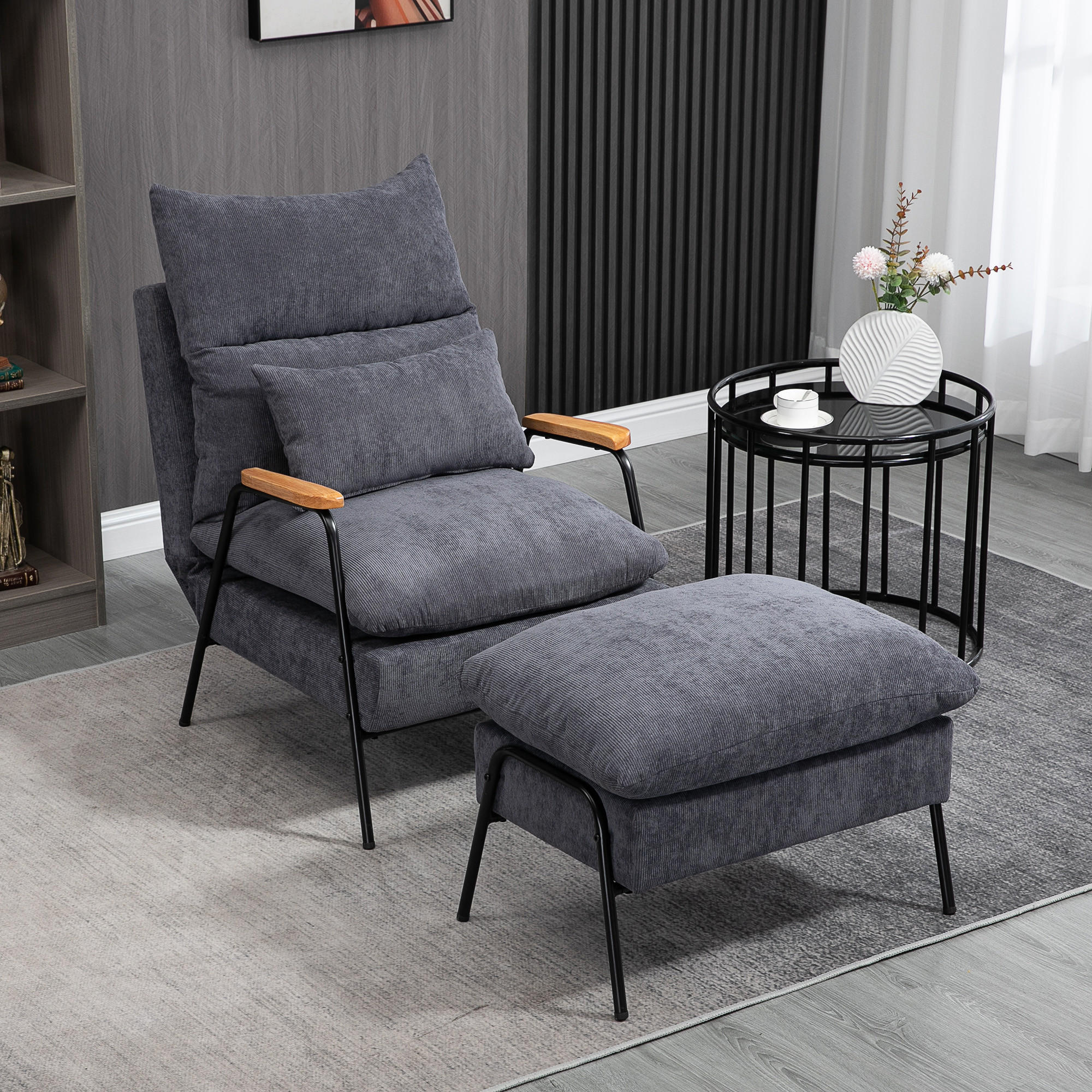 RELAXSESSELSET Grau - Grau, Metall (91.5/88/68cm) - HOMCOM