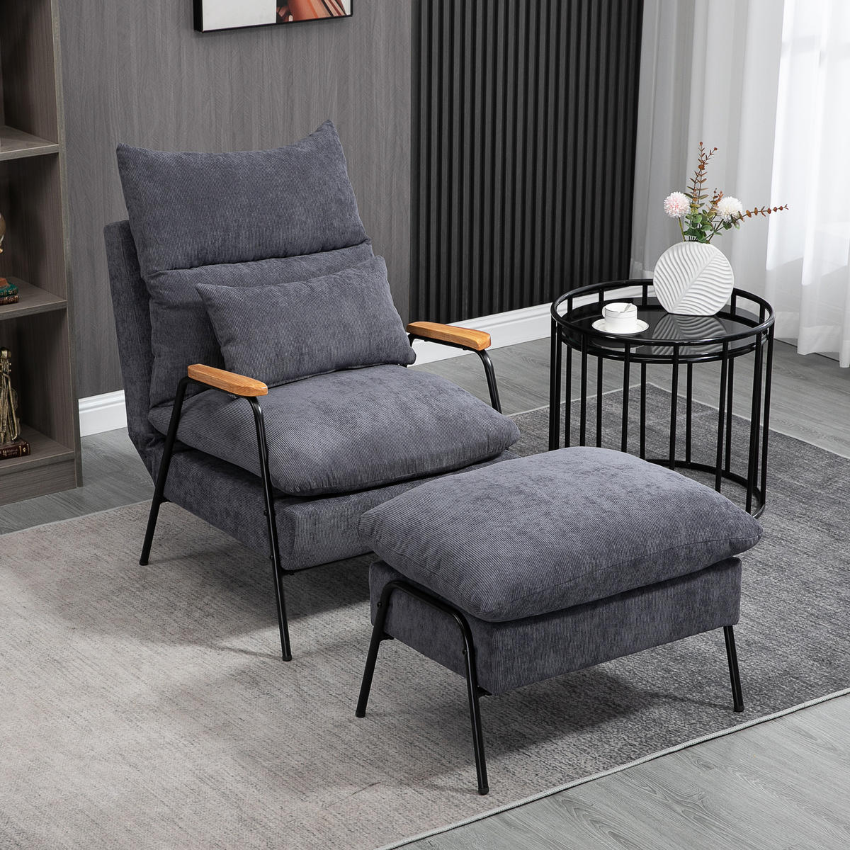 RELAXSESSELSET Grau - Grau, Metall (91.5/88/68cm) - HOMCOM