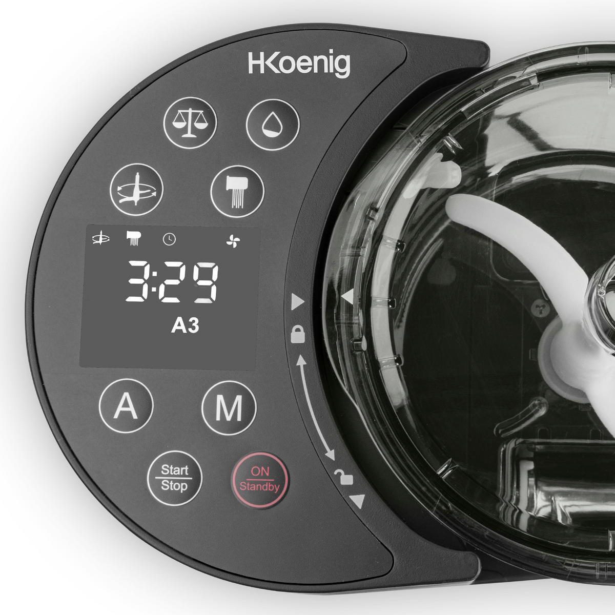 NUDELMASCHINE Homy90 Schwarz, 600 g, 375 ml Wasser, 6 automatische Programme, Glutenfrei, integrierte Waage, 220 W - Schwarz, Metall (39/33.3/19.6cm) - HKoenig