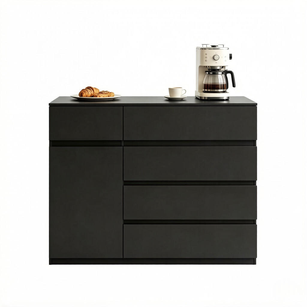 KOMMODE Schwarz 100/40/80 cm - Schwarz, Holzwerkstoff (100/80/40cm) - PANGIVO