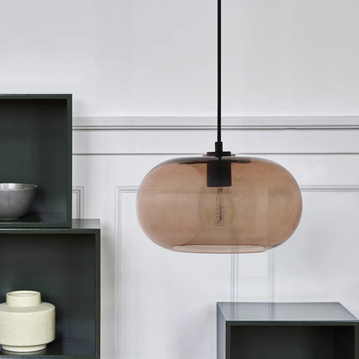 LED-HÄNGELEUCHTE Mokka 4W 25/25/18-150 cm - Mokka, Glas (30/30/15cm) - Authentics